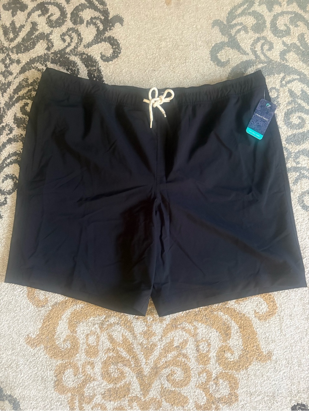Trinity Black Men's Swim Trunks with White Drawstring